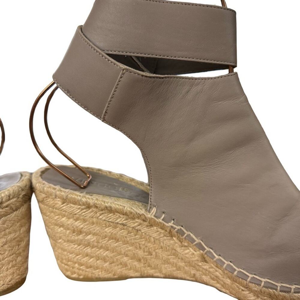 Vince Espadrille Wedge Leather Gray Ankle Strap Sandals Shoes Boho Resort sz 10 - Picture 3 of 16